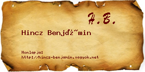 Hincz Benjámin névjegykártya